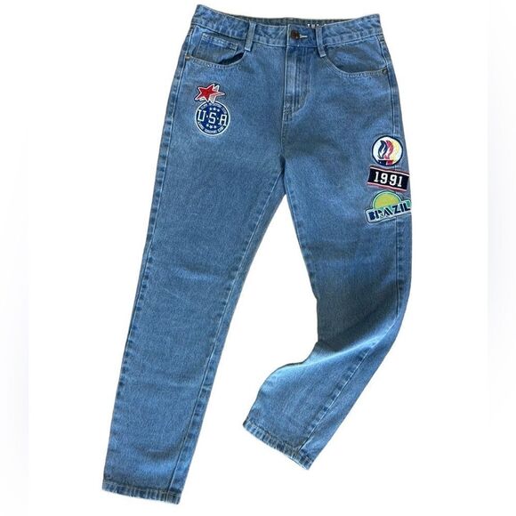 Cotton On the boyfriend jeans patch work light denim size 4 - Picture 2 of 16